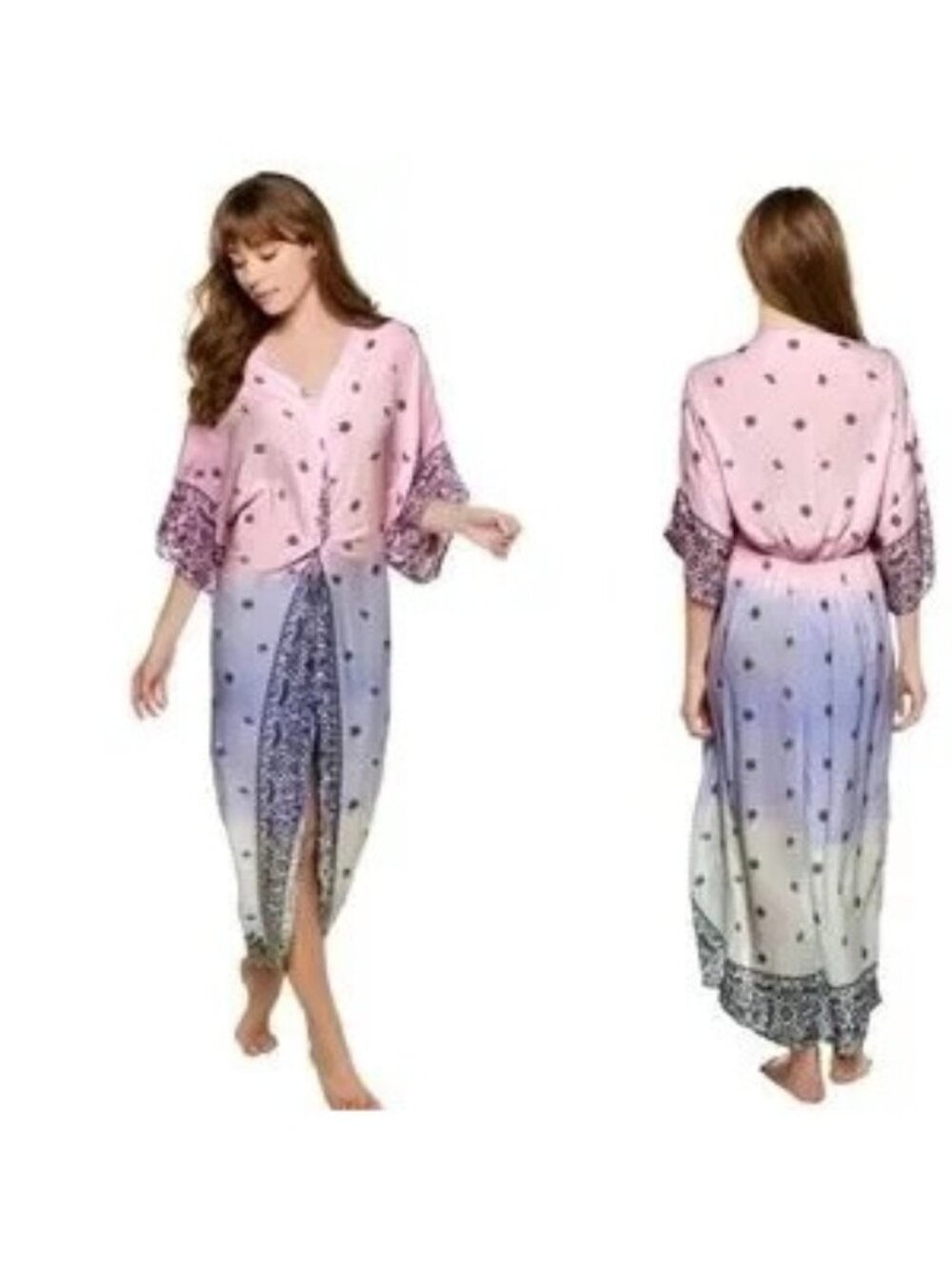 Surf Gypsy Meadowbrook Pastel Ombre Twist Front Maxi Caftan